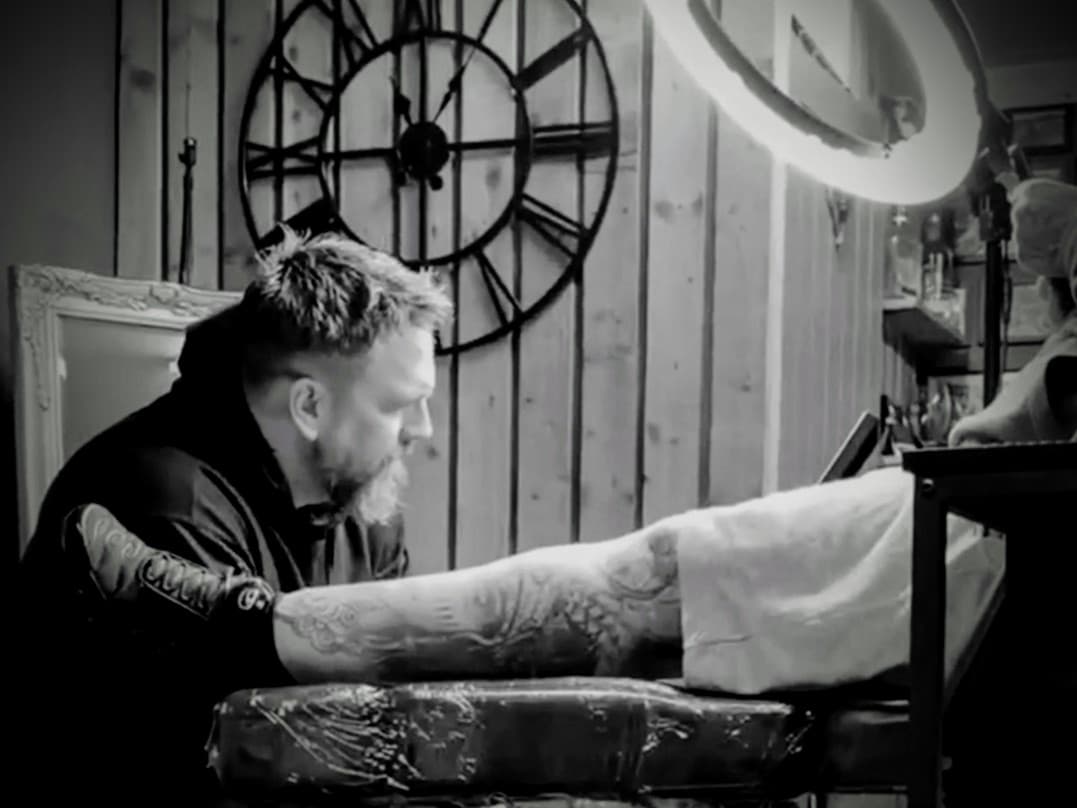Liam Rebel tattooing - specialist realism artist at work in Sheffield studio