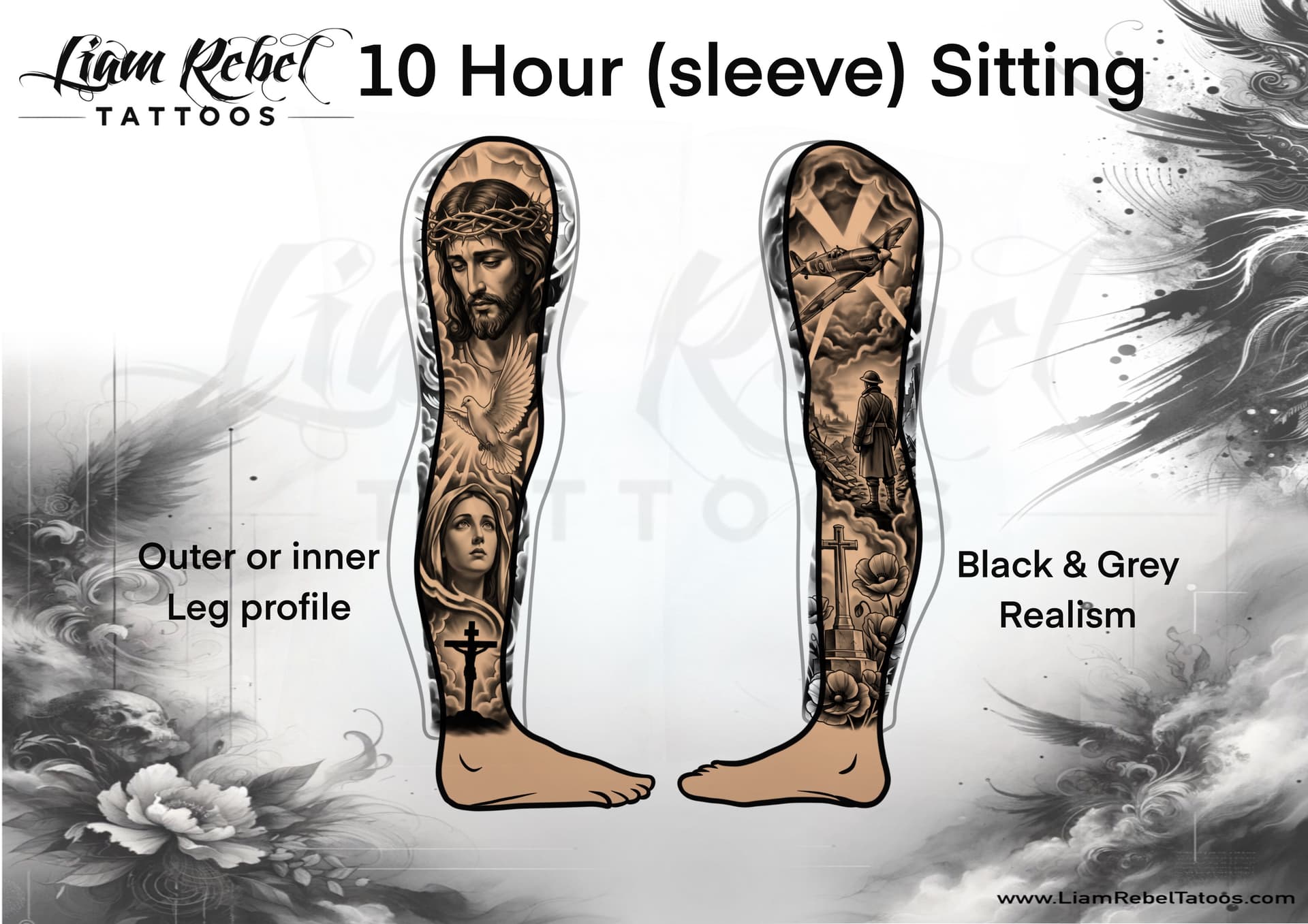 Full outer and inner leg sleeve profile — 10-hour leg sleeve sitting guide