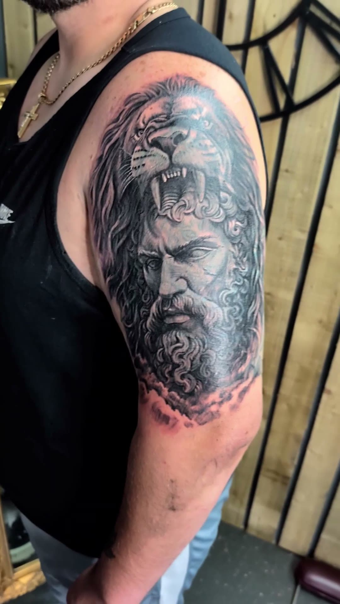 Hercules cover-up tattoo, old tattoo to reveal